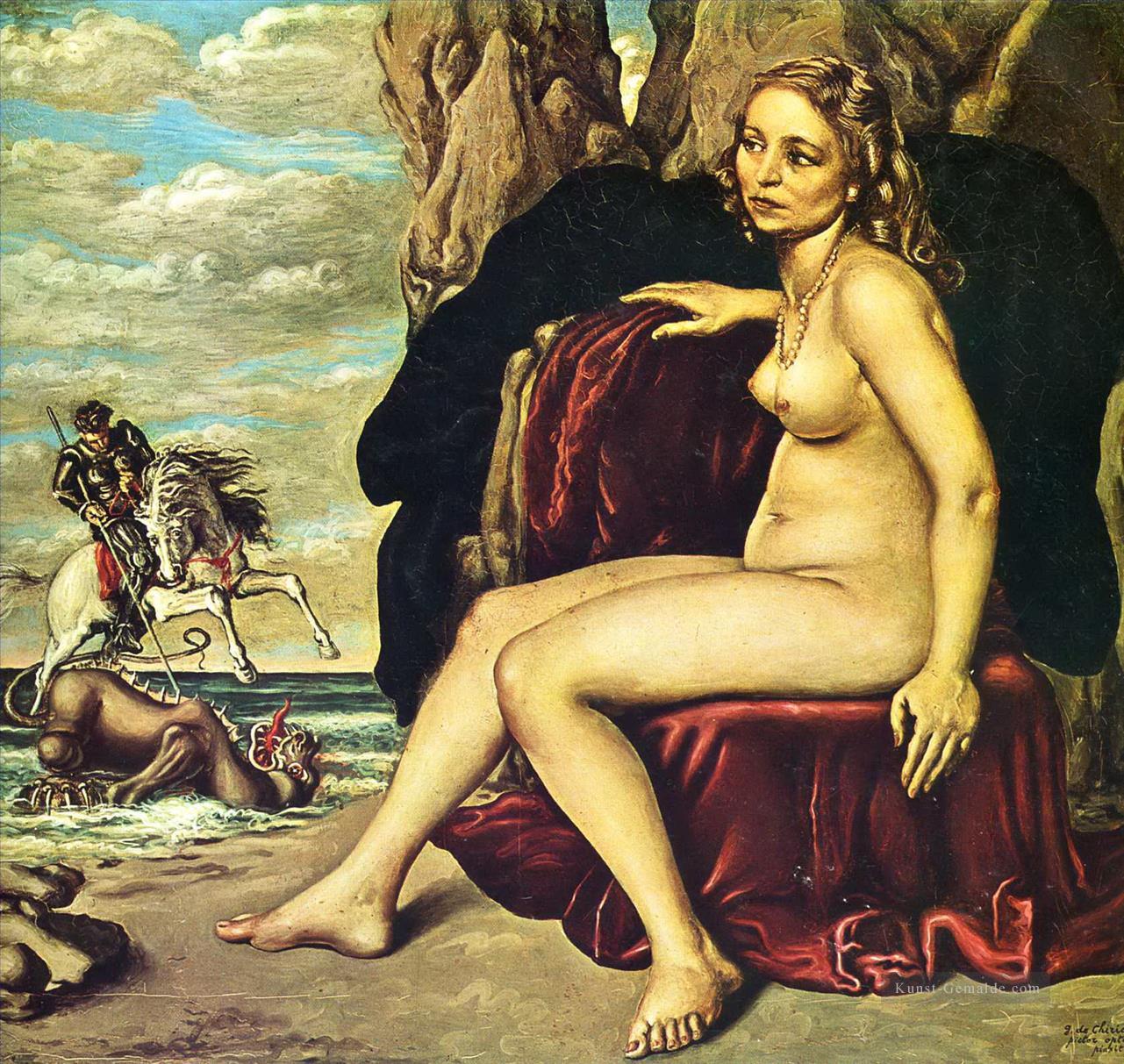 Der Drache 1940 Giorgio de Chirico Metaphysischer Surrealismus tötet den Drachen 1940 Ölgemälde
